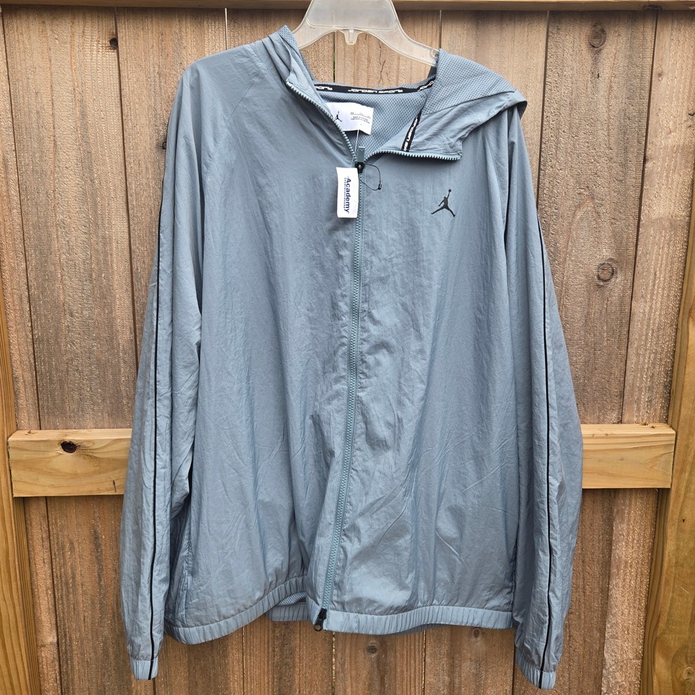 New Jordan Sport Men Full Zip Hooded Windbreaker Jacket Blue Grey DV9442-491 2XL
